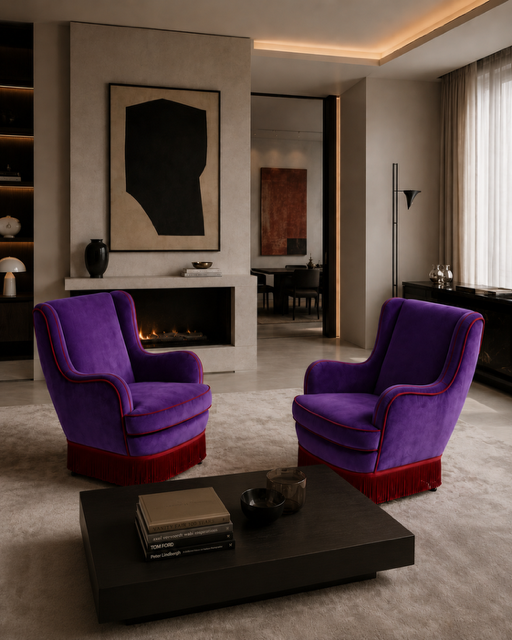 Poltrone Vintage viola e rosso