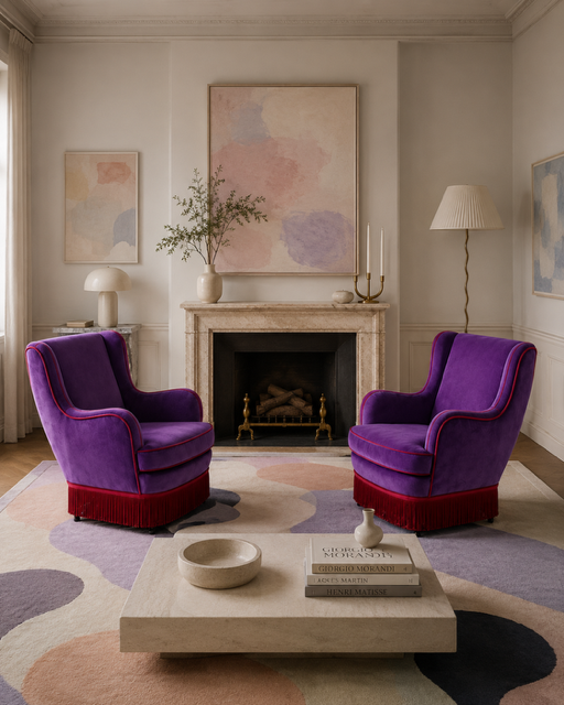 Poltrone Vintage viola e rosso